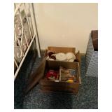 Budweiser box and dishes upstairs