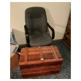 Cedar trunk and office chair