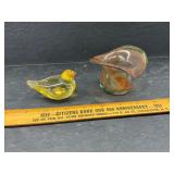 Art glass bird and top hat