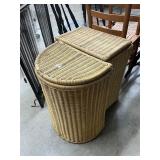 2 wicker hampers and contents