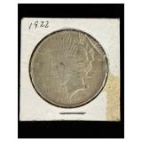 1922 $1 silver peace dollar coin