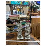 2 marble,brass and crystal lamps