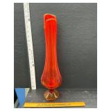 Amberina swung glass vase