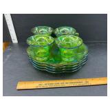 Carnival glass serving dishes with cups