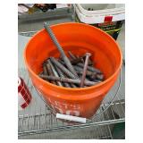 Bucket of lag bolts and screws