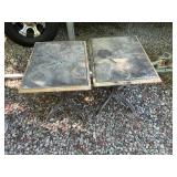 2 cast iron tile top tables