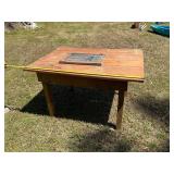 Oak table and stained glass pc
