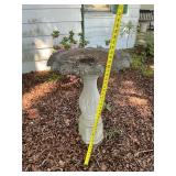 Cement bird  bath and 2 planters
