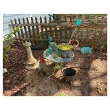 Cast iron table bird bath and other