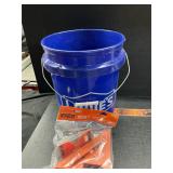 Bucket with level and square