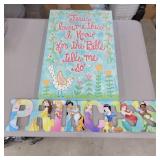 Metal Disney Princess Sign & Jesus Loves Me Canvas