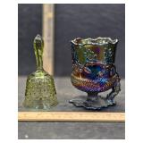 Carnival glass and bell