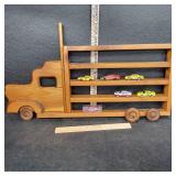 Wood Semi Truck Whatnot Shelf w Diecast