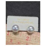 10k gold cultured pearl earrings