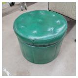 green vinyl round ottoman