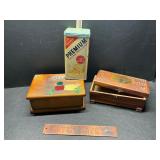 2 Wood Boxes & Cracker Tin