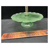 Vintage green glass cake stand