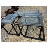 3 Iron and glass top tables