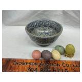 Pottery bowl with marble eggs