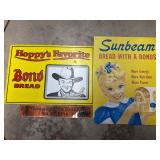 Bond and sunbeam metal bread signs