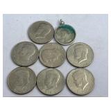 Kennedy half dollars and quarter