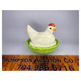Vintage Mini ceramic hen on nest