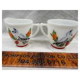 Vintage handpainted milk glass sugar and creamer