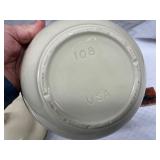 Banded pottery bowl with lid