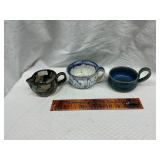 3 pottery cups