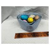Heart shaped bowls with marble eggs