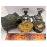Candle sticks, and trinket boxes