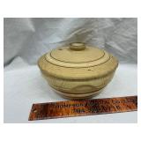 Antique pottery bowl with lid