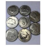 8 bicentennial Kennedy half dollars