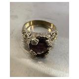 Sterling silver ring with purple stone