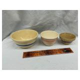 3 banded pottery bowls