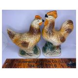 2 vintage ceramic chickens