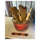 Vintage egg basket and rolling pins