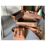 Tool belt and vintage boxes