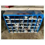 Metal shelf with contents