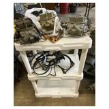 Shelf with 3 carburetors and other