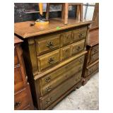 Chest of drawers and lamp and stool
