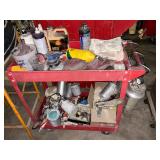 Cart with paint supplies and other