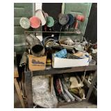 Metal rolling cart w contents, sanders, tools ect