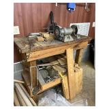 Table and contents and bench grinder