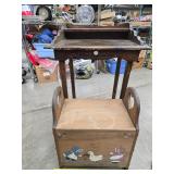 Small desk and stool with storage