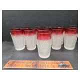 Indiana Glass ruby flashed diamond point tumblers