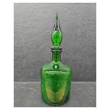 Green crackled glass decanter