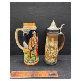 2 large German steins