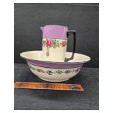 Vintage ceramic pitcher and bowl