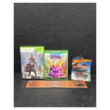 Xbox games and a Hot Wheel